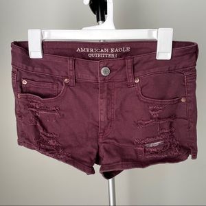 American Eagle Stretch Distressed Shortie Shorts